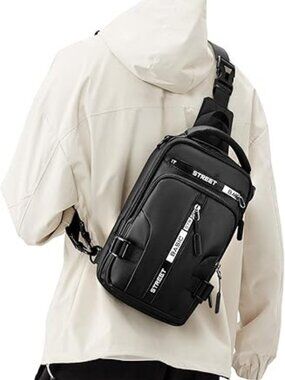 Men's Sling Crossbody Bag Anti-theft Chest Shoulder Messenger BackPack USB Port
